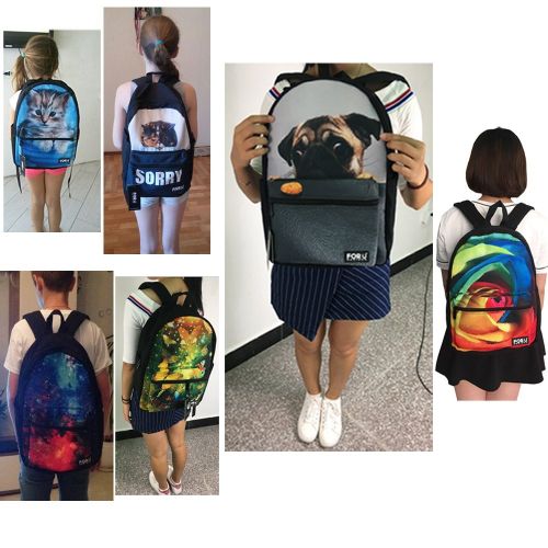  FOR U DESIGNS Cute Cat Dog Print Durable Kids Back to School Backpack Canvas Book Bag