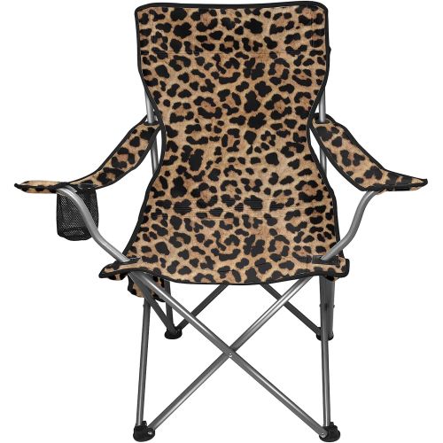  for U DESIGNS Brown Leopard Print Camp Chairs for Adults Lightweight Outdoor Camping Chair,Breathable Wear Resistant Camping Chairs Oversized Portable Outdoor Chair with Cup Holder