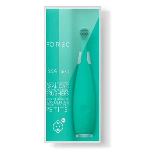  FOREO ISSA mikro Rechargeable Baby Electric Toothbrush with Soft Silicone Bristles, Kiwi