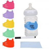 [아마존베스트]FORETOO Baby Bottle Labels for Daycare, Durable Writable Reusable Food -Grade Silicone 6 Pack Baby Bottle...