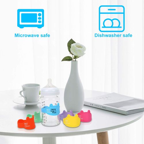  [아마존베스트]FORETOO Baby Bottle Labels for Daycare, Durable Writable Reusable Food -Grade Silicone 6 Pack Baby Bottle...