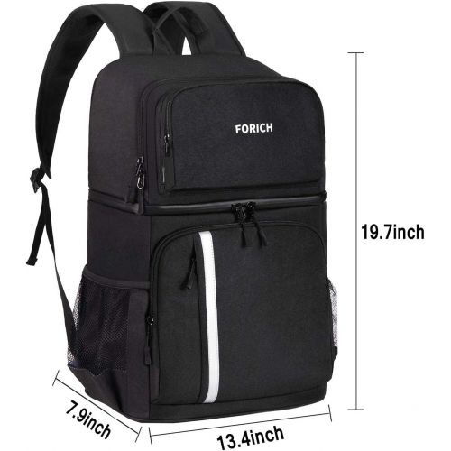  FORICH Insulated Cooler Backpack Double Deck Lightweight Leak Proof Backpack Cooler Bag Soft Lunch Backpack with Cooler Compartment for Men Women to Work Beach Travel Picnics Campi