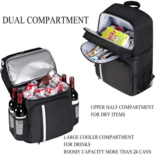  FORICH Insulated Cooler Backpack Double Deck Lightweight Leak Proof Backpack Cooler Bag Soft Lunch Backpack with Cooler Compartment for Men Women to Work Beach Travel Picnics Campi