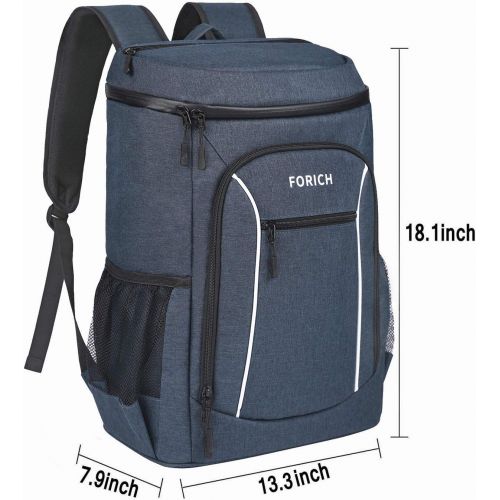  FORICH Insulated Cooler Backpack Lightweight Soft Cooler Bag Leakproof Backpack Cooler for Men Women to Lunch Work Picnic Beach Camping Hiking Park Day Trips, 30 Cans