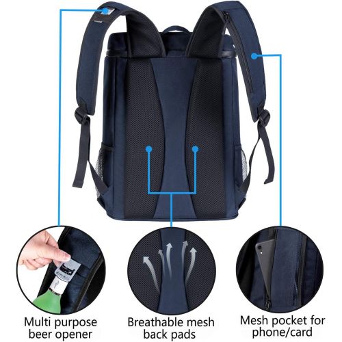  FORICH Insulated Cooler Backpack Lightweight Soft Cooler Bag Leakproof Backpack Cooler for Men Women to Lunch Work Picnic Beach Camping Hiking Park Day Trips, 30 Cans