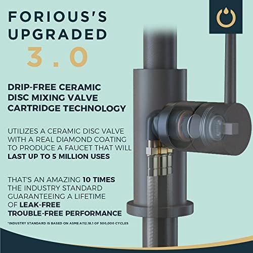  FORIOUS Kitchen Faucet with Pull Down Sprayer Brushed Nickel, High Arc Single Handle Kitchen Sink Faucet with Deck Plate, Commercial Modern rv Stainless Steel Kitchen Faucets, Grif