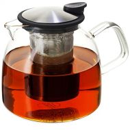FORLIFE Forlife Bell Glass Teapot with Basket Infuser, 43-Ounce/1280ml, Black Graphite
