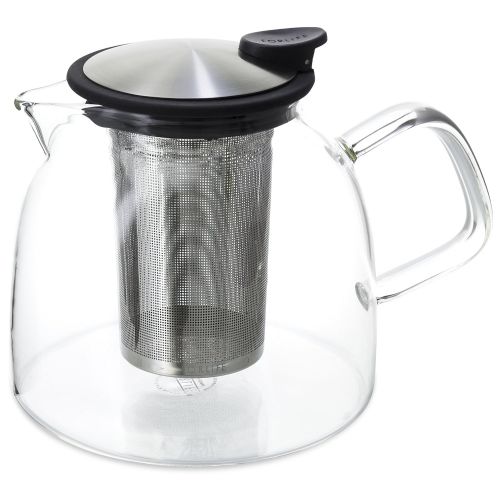  FORLIFE Forlife Bell Glass Teapot with Basket Infuser, 43-Ounce/1280ml, Black Graphite