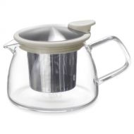 FORLIFE Forlife Bell Glass Teapot with Basket Infuser, 14-Ounce/430ml, White