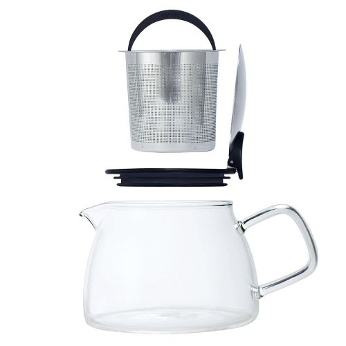  FORLIFE Forlife Bell Glass Teapot with Basket Infuser, 14-Ounce/430ml, White
