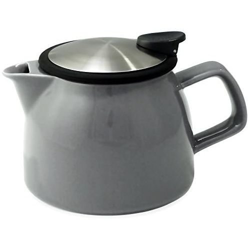 FORLIFE Bell Ceramic Teapot with Basket Infuser 16-Ounce/470ml, Gray