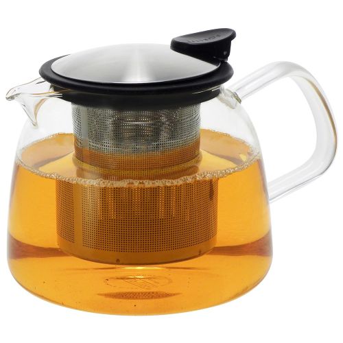  FORLIFE Forlife Bell Glass Teapot with Basket Infuser, 24-Ounce/730ml, White