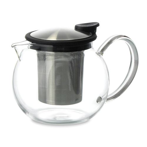  FORLIFE Bola Glass Teapot with Basket Infuser, 25oz./750ml., Black Graphite