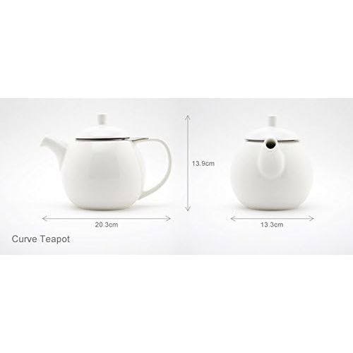  FORLIFE Curve Teapot with Infuser, 24-Ounce, White