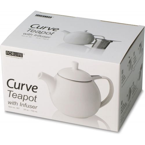  FORLIFE Curve Teapot with Infuser, 24-Ounce, White