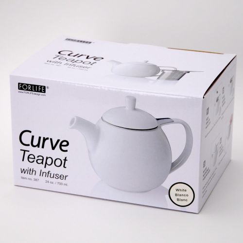  FORLIFE Curve Teapot with Infuser, 24-Ounce, White