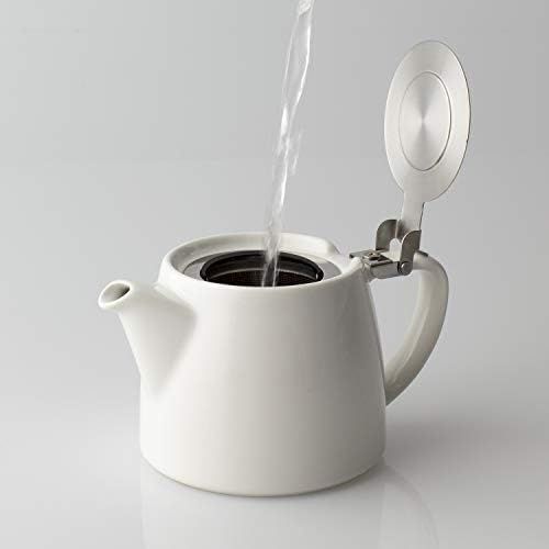  FORLIFE Stump Teapot with SLS Lid and Infuser, 18-Ounce, White