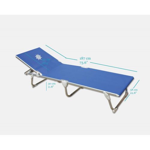  FORMA MARINE Sun Lounger, Camping Sunbed, Folding, Anodized, Aluminium Blue PVC Mesh, Model Pacific PA1200BRV