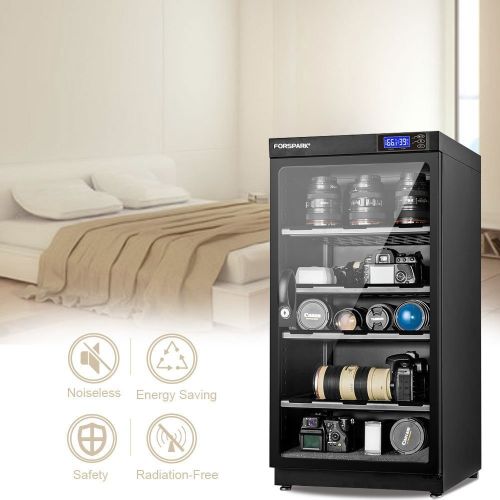  FORSPARK Camera Dehumidifying Dry Cabinet 8W 100L - Noiseless and Energy Saving - for Camera Lens and Electronic Equipment Storage