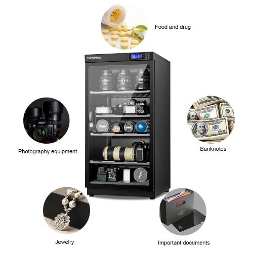  FORSPARK Camera Dehumidifying Dry Cabinet 8W 100L - Noiseless and Energy Saving - for Camera Lens and Electronic Equipment Storage