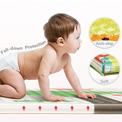  [아마존베스트]Forstart Foldable Play Mat | BPA Free Non-Toxic Foam Baby Playmat (6FT x 6.6FT) 0.4” Thick Extra Large Reversible...