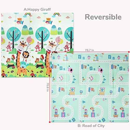  [아마존베스트]Forstart Foldable Play Mat | BPA Free Non-Toxic Foam Baby Playmat (6FT x 6.6FT) 0.4” Thick Extra Large Reversible...