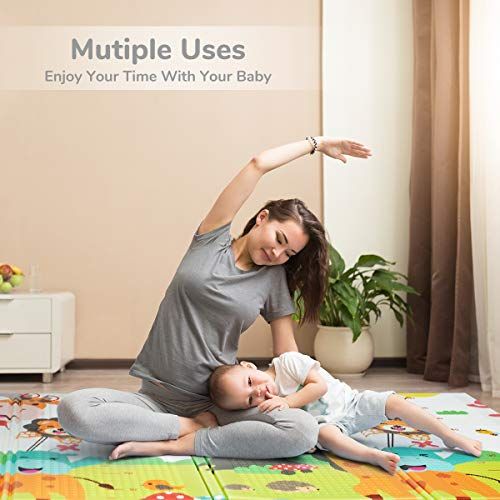  [아마존베스트]Forstart Foldable Play Mat | BPA Free Non-Toxic Foam Baby Playmat (6FT x 6.6FT) 0.4” Thick Extra Large Reversible...