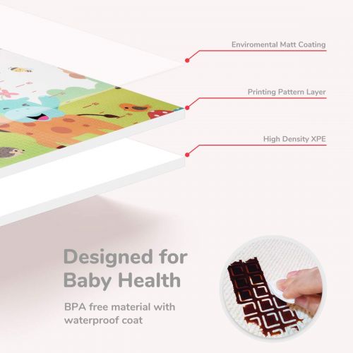  [아마존베스트]Forstart Foldable Play Mat | BPA Free Non-Toxic Foam Baby Playmat (6FT x 6.6FT) 0.4” Thick Extra Large Reversible...