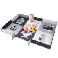 FORSTART Ocean-Themed 6.8FT 4.9FT Baby Play Mat(6 Pieces, 0.55 Thick),Interlocking Soft Foam Floor Mat with Fence Including 6 Different Patterns for Kids, Toddlers, Babies