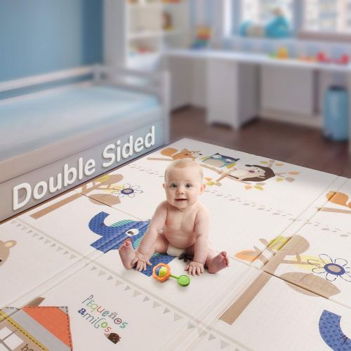  FORSTART Folding Play Mat | Non-BPA Non-Toxic Foam Baby Playmat (79 x 59) 0.4” Thick Extra Large Reversible Crawling Mat Portable Toddlers Kids Waterproof Non-Slip Activity Tummy Time (Bear