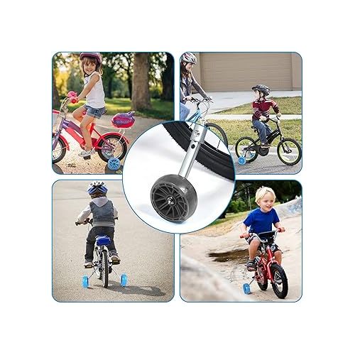  Bike Training Wheels, Pair of Heavy Duty Rear with Stabilizers Mounted Kit for 16 18 20 22 24 inch Kids Boy Girls Variable Bike (Black)