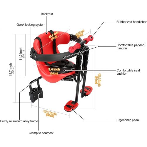  [아마존베스트]FORTOP Bicycle Baby Kids Child Front Mount Seat USA Safely Carrier with Handrail