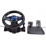 Game Racing Simulation Driving Force Racing Wheel and Floor Pedals, USB Game Racing Wheel 3 in 1 Car Central Control Steering Wheel Gaming Steering Wheel For PS3, For PS2, PC Use
