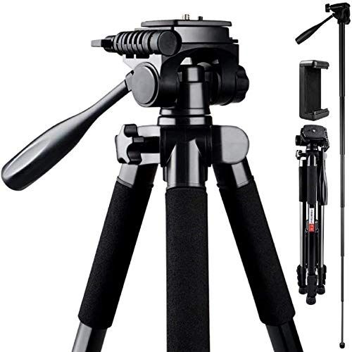  Camera Tripod, FOSITAN 72-inch Compact Travel Tripod with Quick Release Plate and Phone Holder for Camera DSLR Canon Nikon Sony Smartphone Video Tripod with 360° Panorama for Video