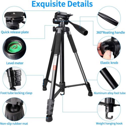  Camera Tripod, FOSITAN 72-inch Compact Travel Tripod with Quick Release Plate and Phone Holder for Camera DSLR Canon Nikon Sony Smartphone Video Tripod with 360° Panorama for Video