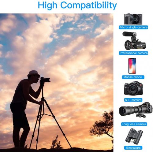  Camera Tripod, FOSITAN 72-inch Compact Travel Tripod with Quick Release Plate and Phone Holder for Camera DSLR Canon Nikon Sony Smartphone Video Tripod with 360° Panorama for Video