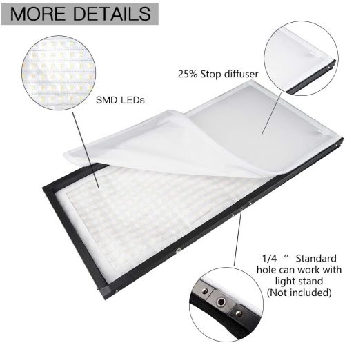  [아마존베스트]FOSITAN FL-3060A 2nd Gen Bi-Color Portable Rollable 30x60cm Flexible LED Light Panel Mat on Fabric Daylight 3200-5000K 48W 8000LM 384 SMD LED 90 CRI+ for Traveling filmmakers Outdo