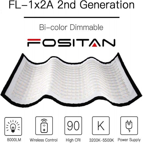  [아마존베스트]FOSITAN FL-3060A 2nd Gen Bi-Color Portable Rollable 30x60cm Flexible LED Light Panel Mat on Fabric Daylight 3200-5000K 48W 8000LM 384 SMD LED 90 CRI+ for Traveling filmmakers Outdo