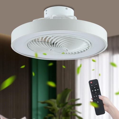  FOSOQIB Ceiling Fan with Lights,20 Modern Flush Mount Ceiling Fan,82W LED Enclosed Low Profile Fan Light with Remote Control Dimmable,for Childrens Room Bedroom,Living Room,Kitchen,Timing