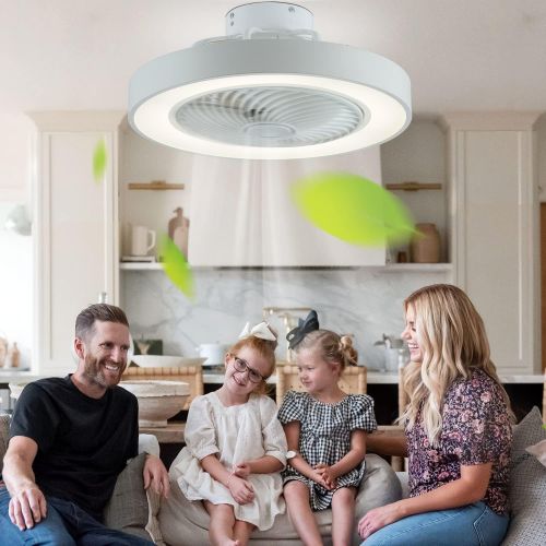  FOSOQIB Ceiling Fan with Lights,20 Modern Flush Mount Ceiling Fan,82W LED Enclosed Low Profile Fan Light with Remote Control Dimmable,for Childrens Room Bedroom,Living Room,Kitchen,Timing