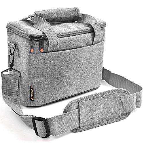  FOSOTO Camera Bag Case with Waterproof Rain Cover Compatible for Nikon D3500 D5600 D7500 D610 Canon EOS 4000D 2000D SL3 T7 M50 M6 SX530 Fujifilm X-T20,Grey