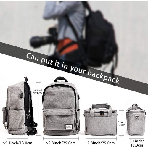  FOSOTO Camera Bag Case with Waterproof Rain Cover Compatible for Nikon D3500 D5600 D7500 D610 Canon EOS 4000D 2000D SL3 T7 M50 M6 SX530 Fujifilm X-T20,Grey