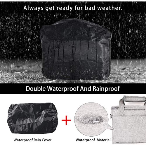  FOSOTO Camera Bag Case with Waterproof Rain Cover Compatible for Nikon D3500 D5600 D7500 D610 Canon EOS 4000D 2000D SL3 T7 M50 M6 SX530 Fujifilm X-T20,Grey