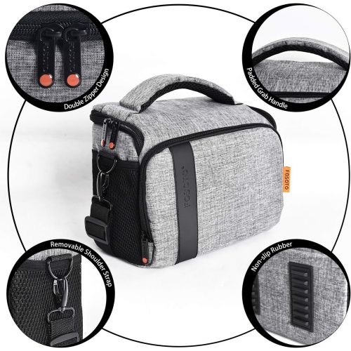  FOSOTO Compact SLR/DSLR Stylish Camera Bag Case Compatible for Nikon P900 B500 D3500 D5600 D7500, Canon EOS T6 T7i T5 4000D 80D, Sony A73 Mirrorless Camera Shoulder Case Waterproof