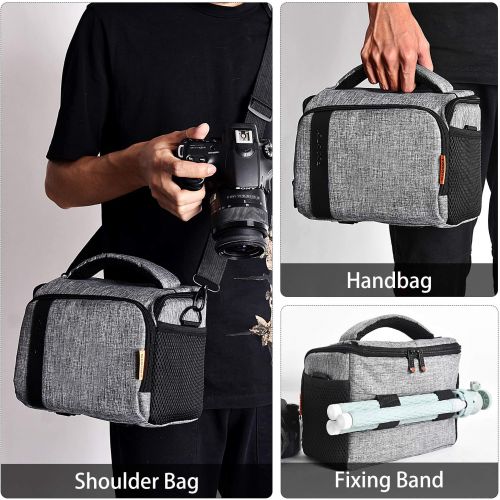  FOSOTO Compact SLR/DSLR Stylish Camera Bag Case Compatible for Nikon P900 B500 D3500 D5600 D7500, Canon EOS T6 T7i T5 4000D 80D, Sony A73 Mirrorless Camera Shoulder Case Waterproof