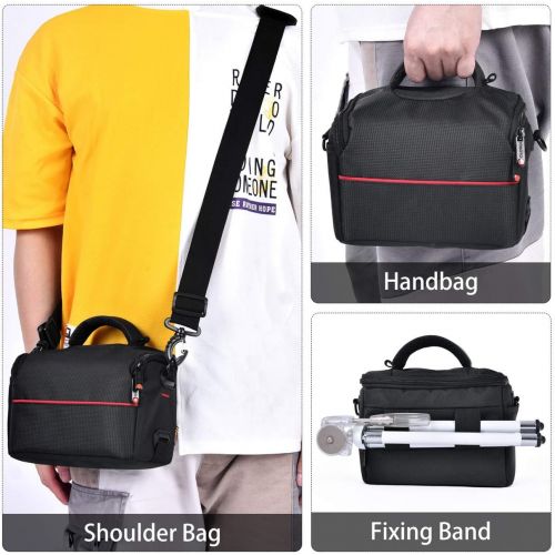  FOSOTO Compact Camera Shoulder Bag Case with Waterproof Rain Cover Compatible for Canon EOS M50 PowerShot SX420 SX430 SX70 SX50 SX30IS Sony a6400 RX10 DSC-H300 Nikon Coolpix P900