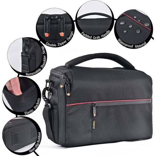  FOSOTO DSLR Camera Shoulder Bag Case Compatible for Canon EOS Rebel T7 T6 T8i SL3 T100 2000D 4000D 60D 80D 750D 90D 5D Nikon D780 D750 D610 D5600 D5300 D7500 D3500 Pentax with Wate