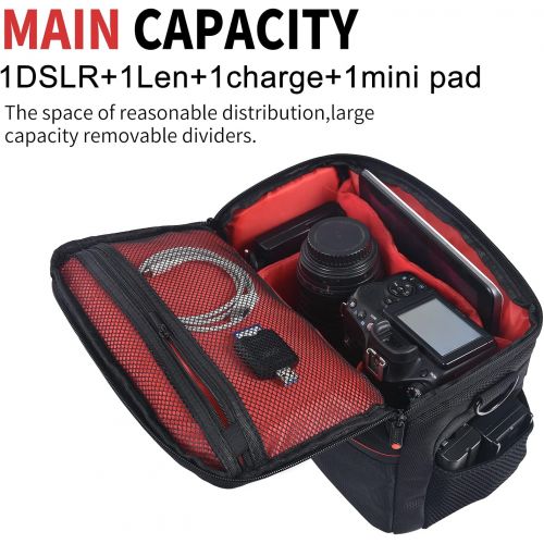  FOSOTO DSLR Camera Shoulder Bag Case Compatible for Canon EOS Rebel T7 T6 T8i SL3 T100 2000D 4000D 60D 80D 750D 90D 5D Nikon D780 D750 D610 D5600 D5300 D7500 D3500 Pentax with Wate