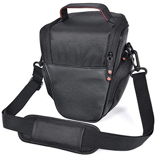  FOSOTO DSLR Camera Case Nylon Holster Bag Compatible for Nikon D3300 D3400 D3500 D5300 D5600 B700,Canon EOS Rebel XT XTi T6 T5i T3i SL2 1300D,Pentax,Sony Olympus and More - Black