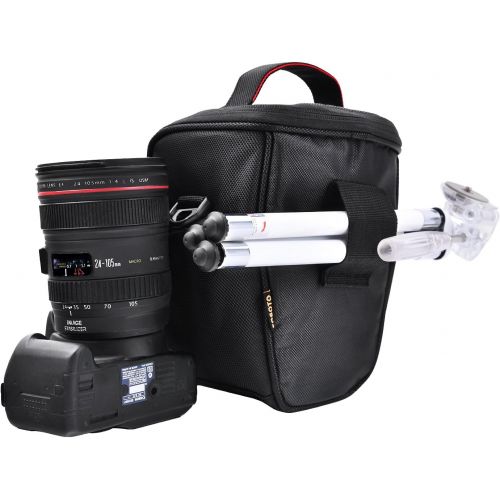  FOSOTO DSLR Camera Case Nylon Holster Bag Compatible for Nikon D3300 D3400 D3500 D5300 D5600 B700,Canon EOS Rebel XT XTi T6 T5i T3i SL2 1300D,Pentax,Sony Olympus and More - Black